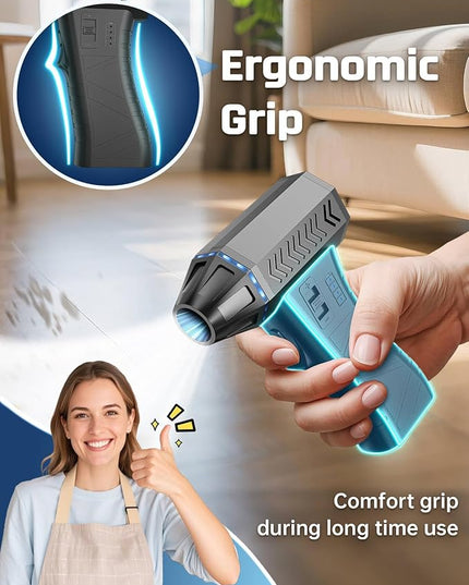Compressed Air Duster - 300000RPM Super Power Electric Air Duster Variable Speed Compressed Air, 8000mAh Battery Fast Charging Canned Air, Mini Cordless Air Blower for Home/Keybaord/PC/Computer/Car