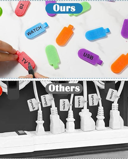 30 Pcs Cable Labels, Multi-Color Write-On Reusable Cord Labels Tags for Wire Management Identification, Nylon Cord Label for Computer Electronic Charging Cables Organization (6 Colors)