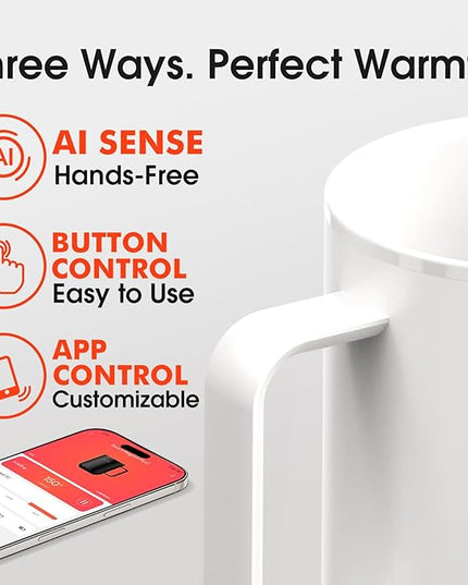 Vsitoo S3 Plus 14oz Heated Coffee Mug - Temperature Control Smart Mug with Mug Warmer, Auto-Sensing AI Heats Drinks to 120-150°F Hands-Free.Ideal for Home/Office/Gifts，White