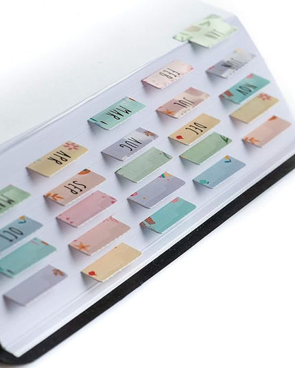DiverseBee Laminated Planner Monthly Tabs, 24 Peel and Stick Tabs for Notebooks (12 Month Tabs and 12 Blank Tabs), Calendar Monthly Tab Stickers/Dividers (Assorted), Medium