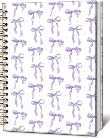 Coquette purple Bow Notebook Journal, Preppy Aesthetic Journal, Preppy Gifts for Women, purple Office Supplies, Hardcover Spiral Notebook 80 Sheets -160 Pages 5.5x8.3 Inch