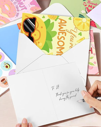 Thboxes 40 Pack Funny Thank You Cards with Envelopes & Stickers, 4×6 in Cute Thank You Card, Blank Cards and Envelopes Greeting Card for Kids Birthday, Wedding, Baby Shower, Thanksgiving, Christmas