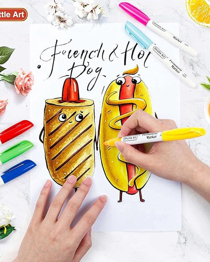 Shuttle Art Permanent Markers, 48 Colors Fine Point, Assorted Colors with Travel Case, Ideal for Adults Coloring Doodling on Plastic, Glass, Wood and Stone, Gift for Kids