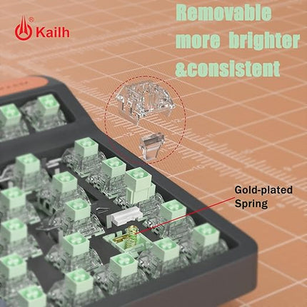 Kailh Box Jade Pro+ Switches for mx Mechanical Keyboard,3-Pin 55gf/Thick Clicky/Firm Response/RGB/Crisp Sound Switches(108pcs)