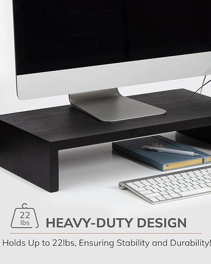 Anji Mountain Wooden Monitor Stand - Elegant Monitor Riser, Perfect Monitor Stand for Desk Organization, Durable Wood Construction monitor stands, Enhances Ergonomics and Workspace Efficiency,Black
