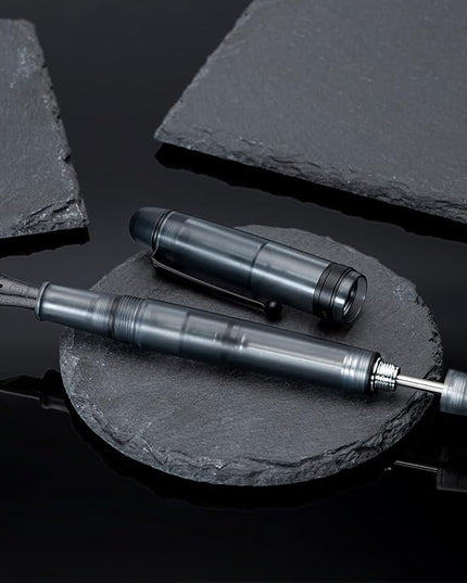 Asvine V126 Vacuum Filling Fountain Pen, Matte Black Acrylic Stub Nib 1.1mm Calligraphy Art Drawing with Case Set