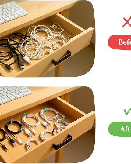 Magnetic Cable Management Organizer | 12 Pack Reusable Cable Ties & Cord Holder with Magnetic Clips | Silicone Cable Ties & Cord Keeper for Smart Home Gadgets, Assorted Colors