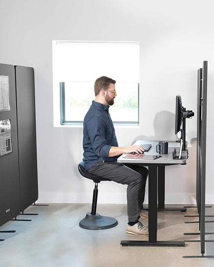 VIVO Freestanding 72 x 66 inch Privacy Panel, Cubicle Divider, Acoustic Wall Partition, x3 24 inch Panels, Dark Gray, PP-3-T072D