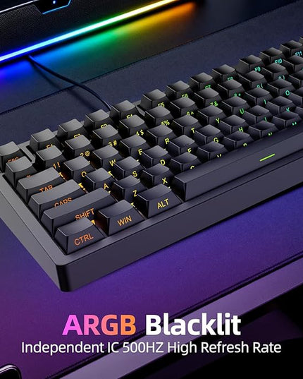 Mars75 Wired Magnetic Switch Keyboard, 75% Layout,0.001MM RT Accuracy, 8KHZ Polling Rate/Latency As 0.125MS/256KHZ Single Key Scan Rate/ARGB，Hot Swappable Gaming Keyboard(Black)