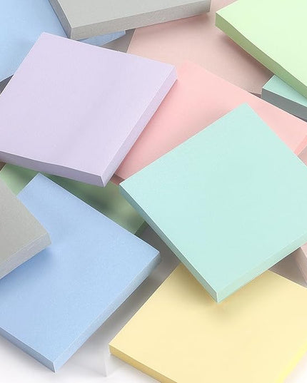 Sticky Notes 3x3 Inch, 8 Pads Light Colors Self-Adhesive, 8 Assorted Pastel Colors, 80 Sheets/Pad, Reusable Notepads for Office, School, and Home