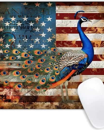 Square Mouse Pad Colorful Peacock and National Flag-7,Gaming Mouse Pads for Desk,Soft Computer Waterproof Non-Slip Mouse Mat