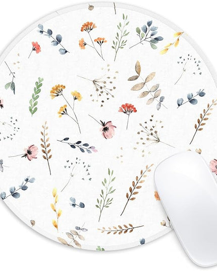 Cute Small Flower Round Mouse Pad, Funny Non-Slip Rubber Base, Home Office Decor, 8.7inch Round