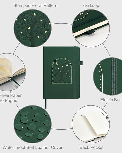 &And Per Se Lined Journal Notebook for Women&Men with Pattern, 160 Pages 100GSM Thick Paper, A5 Hardcover Journals for Writing(Dark Green)