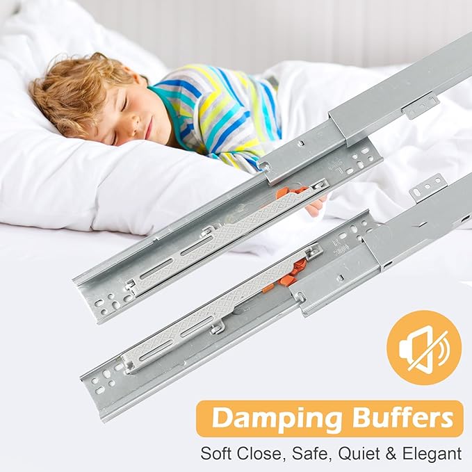 TMGSK Pair Undermount Drawer Slides Bottom Mount Pull Out Shelf Slider Under Mount Drawer Glides Full Extension Soft Close Drawer Runner Shelf Track for Kitchen Face Frame or Frameless Cabinet Drawer