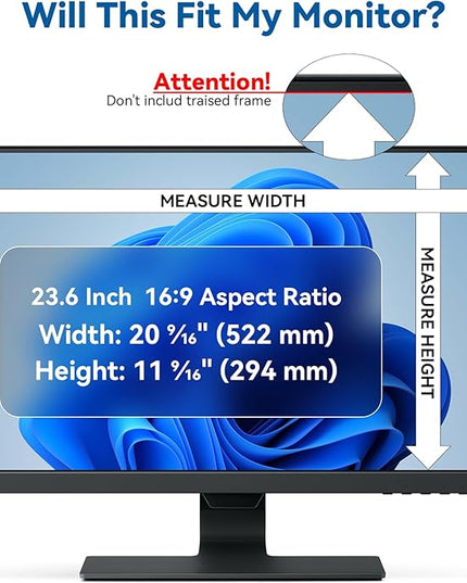 IPROKKO [2-Pack] 23.6 Inch Computer Privacy Screen Filter for 16:9 Widescreen Monitor, Removable 23.6in Anti Blue Light Glare Privacy Shield, Anti Spy Security Protector for Hp Dell Asus Acer Samsung