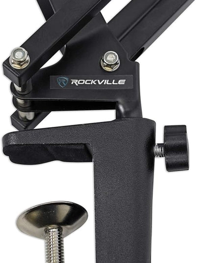 Rockville DMS40 40-Inch Studio Microphone Boom Arm Stand, Aluminum Desk Clamp, 360 degree Rotation, Steel Frame, ABS Mic Clip, for Podcasting and Streaming