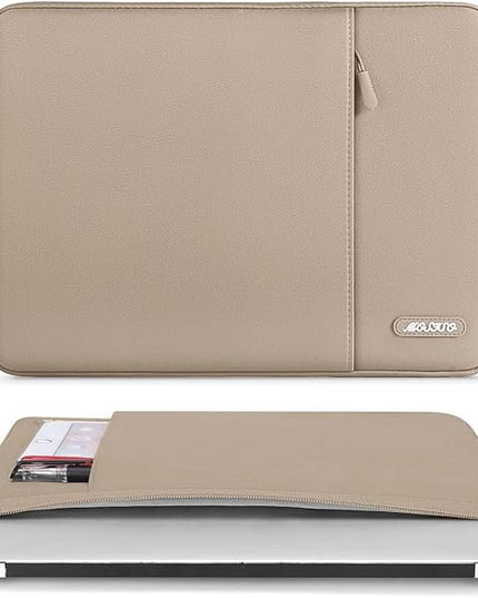 MOSISO Laptop Case 13.3 inch, 13-13.3 inch Laptop Sleeve Compatible with MacBook Air/Pro 13/Pro 14 M5 M4 M3 M2 M1, HP Dell ASUS Lenovo,Polyester Vertical Computer Sleeve Bag with Pocket, Taupe Brown