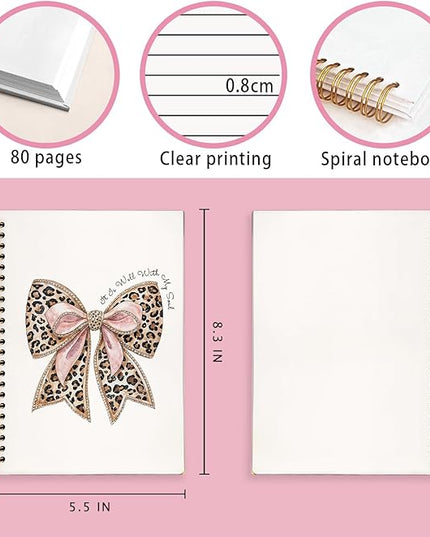 Leopard Coquette Bow Christian Spiral Notebook – Religious Prayer Journal for Women, It is Well with My Soul Scripture Hardcover Notebook, 5.5x8.3 Inch, Inspirational Christian Gift for Her
