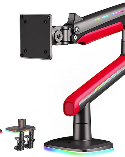 NB Gaming Monitor Arm or for 32 to 60 Inches Screen, Load up to 20 kg, VESA 75/100, RGB-Light, Heavy Duty, Multi Angle Adjustable, Premium Aluminum, Red
