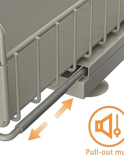 Under Sink Organizer, Single Tier Metal Pull Out Sliding Drawer Shelf for Kitchen Bathroom Cabinet Storage, Sturdy Rack – Gray