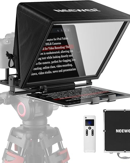 NEEWER Teleprompter X14 with RT-110 Remote & APP Control (Bluetooth Connection via NEEWER Teleprompter App), Portable No Assembly Compatible with iPad Android Tablet, Smartphone, DSLR Camera