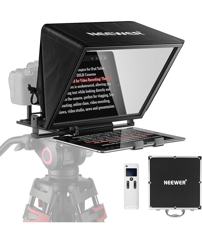 NEEWER Teleprompter X14 with RT-110 Remote & APP Control (Bluetooth Connection via NEEWER Teleprompter App), Portable No Assembly Compatible with iPad Android Tablet, Smartphone, DSLR Camera