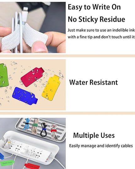 80 Pack Reusable Cable Labels & Cord Organizer Kit - 40 Color-Coded Write-On Wire Tags with Dual-Tip Marker + 40 Ties for Home Office Electronics Management, Cable Tags, Cord Labels, Wire Label