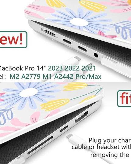 DONGKE Case for M5 MacBook Pro 14 inch 2025 2024-2021 M4 M3 M2 M1, Plastic Hard Shell Cover Compatible with A3434 A3112 A3401 A3185 A2992 A2779 A2442, Retina XDR Display & Touch ID, Florals
