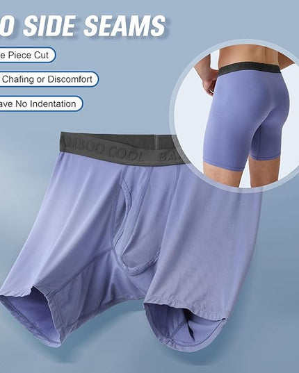BAMBOO COOL Men's Ultra Breathable Underwear,No Riding Up Boxer Briefs with ComfortFlexible Waistband,Multipack