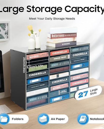 Literature Organizer 27 Slots Compartments Desktop File Sorter Mail Center Paper Storage Cabinet Home & Office Mailbox School Classroom Keepers
