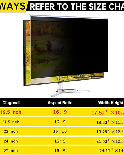 DEJIMAX 19.5 Inch Computer Privacy Screen for 16:9 Computer Monitor, Anti-Blue Light Monitor Privacy Screen Filter, Anti-UV Computer Shield