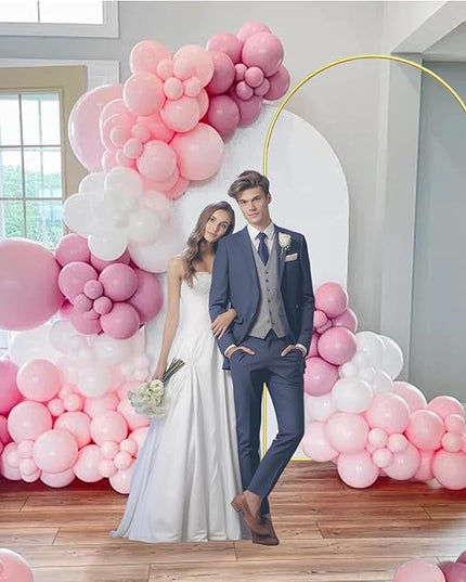 6.6FT Arch Backdrop Stand and Arch Cover Set, Gold Metal Arch Stand Backdrop with White Arch Stand Cover Ideal for Weddings, Birthday Parties, Baby Showers, Celebration Decorations