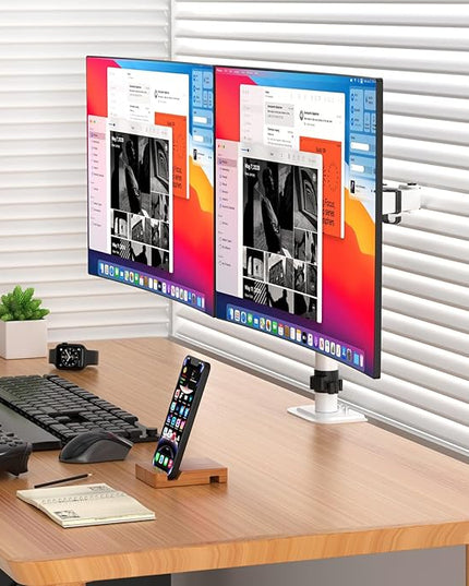 Suptek Dual Monitor Desk Mount, Adjustable Dual Monitor Arm for 2 Monitor Screens up to 42 inch, Extra Tall 15.75" Pole Monitor Stand for Desk, Holds up to 22 lbs,White(MD9442LW)