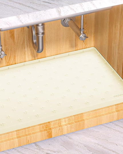 Sdpeia Under Sink Mat 22"×22" Waterproof Silicone Cabinet Liner & Sink Protector for Kitchen & Bathroom, Multi-Purpose Organizers Tray for Pets, Laundry, Cat Litter Mat