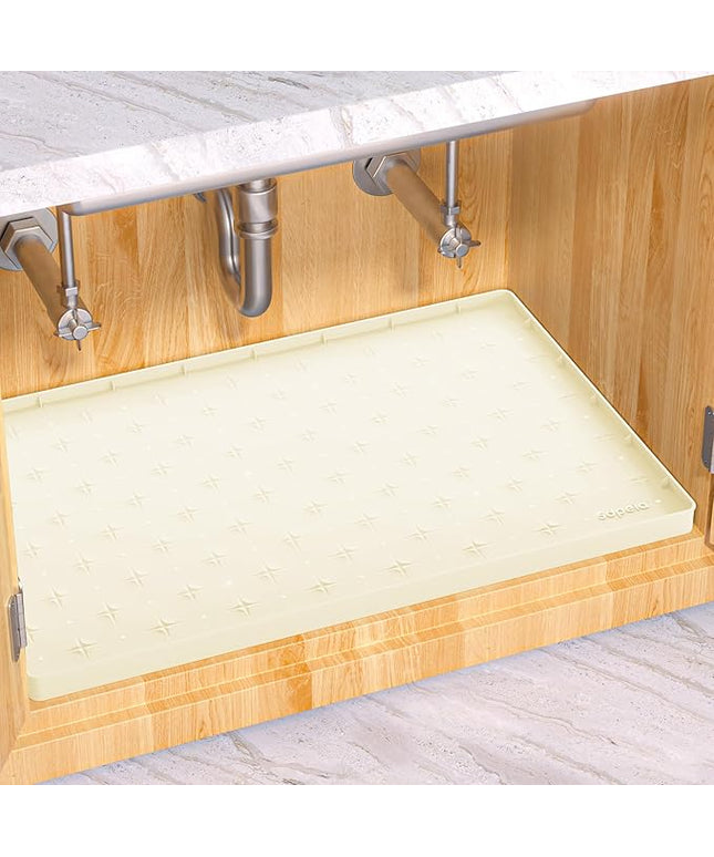 Sdpeia Under Sink Mat 25"×19" Waterproof Silicone Cabinet Liner & Sink Protector for Kitchen & Bathroom, Multi-Purpose Organizers Tray for Pets, Laundry, Cat Litter Mat