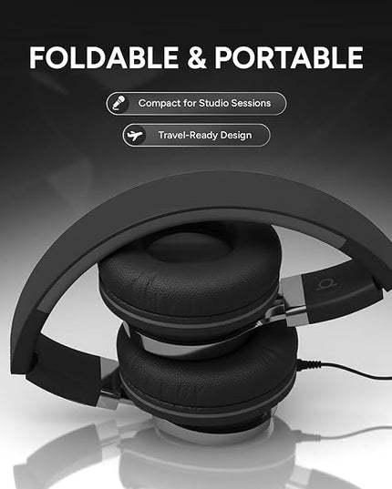 ARTIX CL750 Over Ear Headphones Wired with Mic & Volume Control, Audio with 100% Noise Cancelling Computer Wired, Plug in for Laptop, Dj Corded Studio Headphones