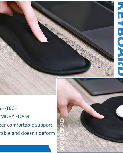 Yunsailing 4 Pcs Ergonomic Mouse Pad and Keyboard with Wrist Support Set Soft Smooth Gel Rest Comfortable Memory Foam for Easy Typing Gaming Computer Laptop Office Home