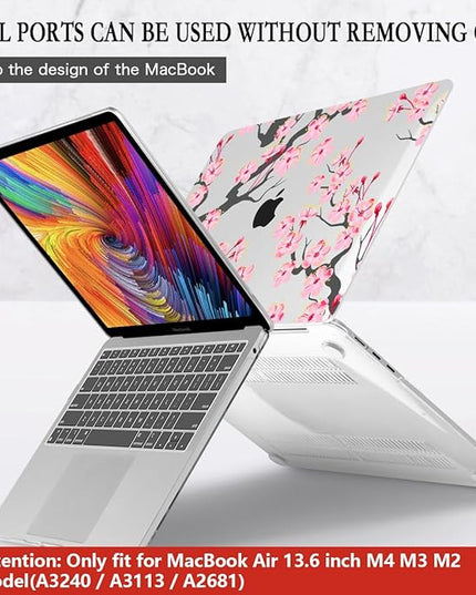 CISSOOK Compatible with MacBook Air 13.6 Inch Case A2681 A3113 A3240 2022-2025 Release, Hard Shell Case with Keyboard Cover for MacBook Air 13.6 M2 M3 M4 - Cherry Blossoms
