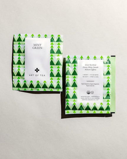 Art of Tea | Organic Mint Green Tea | 12 Count Pyramid Tea Bag Sachets | Spearmint Tea | Organic Peppermint Tea bags