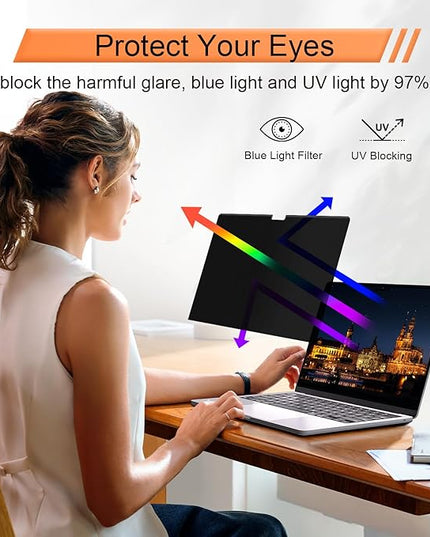 Magnetic 360° Privacy Screen for MacBook Pro 14 Inch (2021-2025, M1, M2, M3, M4, M5 Pro, Max), Removable Anti Glare Blue Light Filter, 4 Way Anti Spy Black Protector for Mac Pro 14In Laptop Computer