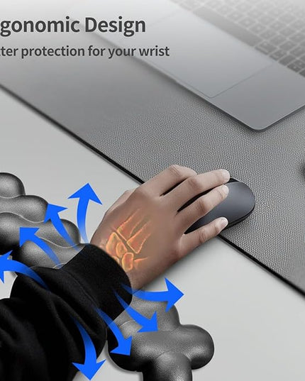 Wrist Rest for Keyboard and Mouse, Upgrade Enlarge Mouse Pad Wrist Rest, Ergonomic Memory Foam, Non-Slip Base for Computer Gaming & Office Work, 2 Piece Set, Clouds Black (17.71x3.15+6.29x3.15 inch)