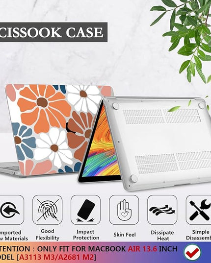 CISSOOK Compatible with MacBook Air 13.6 inch Case M4 M3 M2, Plastic Hard Shell Case Keyboard Cover Screen Protector for MacBook Air 13 2025 2024 2023 2022 Model A3240 A3113 A2681, Vintage Flowers