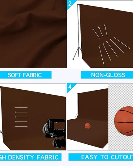 ISSUNTEX 10X20 ft/3X6 Meters Brown Background Photo Backdrop, Photo Studio, Collapsible High Density Screen for Video Photography and Television