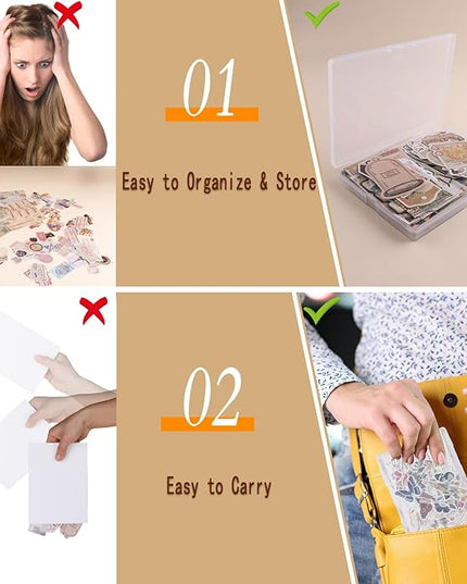 200Pcs Vintage Scrapbook Stickers, Aesthetic Junk Journal Stamping Supplies Kit, Scrapbooking Ephemera Washi Paper for Bullet Journaling Planners Diary Collage