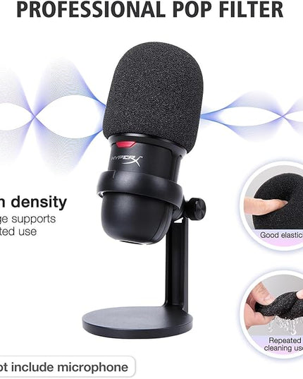 For HyperX SoloCast White Boom Arm - White Mic Arm Compatible with Hyper x SoloCast, Microphone Boom Arm with Pop Filter, Improve Sound Quality, White Mic Boom Arm for Hyperx SoloCast by SUNMON