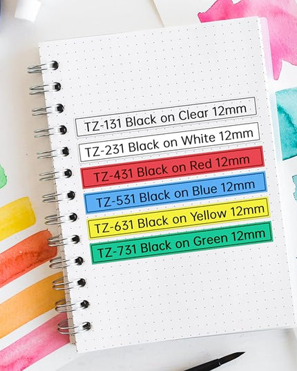 Ptouch Tape TZe231 TZe131 431 531 631 731,Replacement for Brother Label Maker Tape 12mm 0.47 Laminated White/Clear/Color P Touch Label Tape Work for Brother PT-D210 PTH110 PTP300BT PTD400