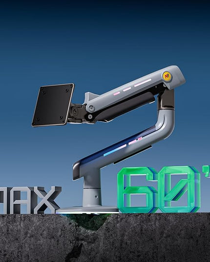 NB Gaming Monitor Arm or for 32 to 60 Inches Screen, Load up to 20 kg, VESA 75/100, RGB-Light, Heavy Duty, Multi Angle Adjustable, Premium Aluminum, Lake Blue