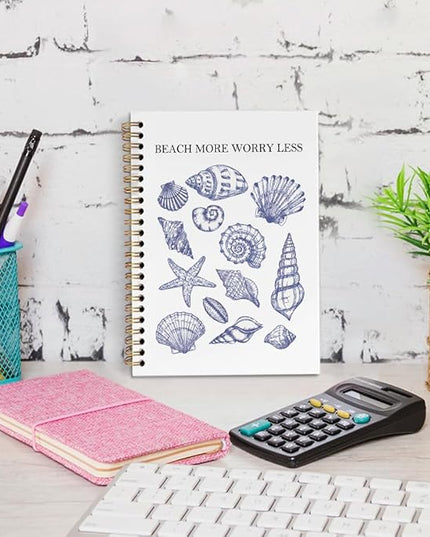 dvhdajed Coastal Seashell Inspirational Spiral Notebook, Ocean Beachy Journaling Notebooks, Coastal Ocean Spiral Journal for Girls Women, Beach Seashell Office School Supplies Gifts, 5.5x8.3 In