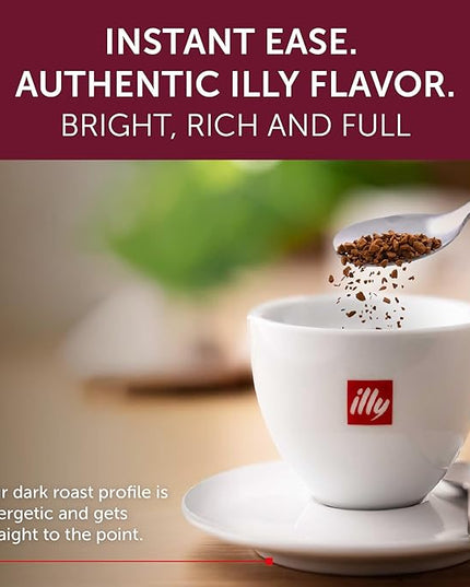 illy Instant Coffee, Intenso Dark Roast, 100% Arabica, Premium Italian Coffee, 3.3oz, 6 Pack