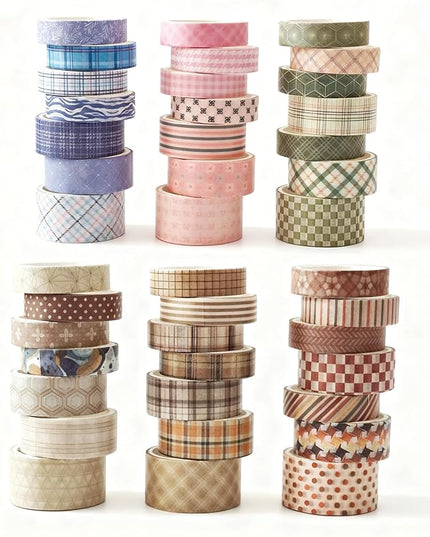 Bomichi Washi Tape, 42 Rolls Aesthetic Colored Decorative Cute Scrapbook Tape for Scrapbooking Supplies Journaling Craft Junk Journal